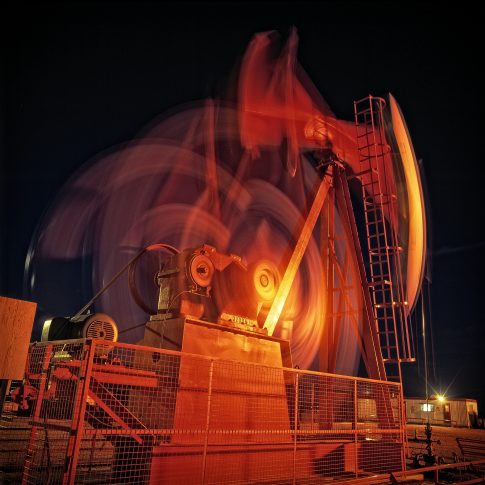 pumpjack at night - industrial - harderlee